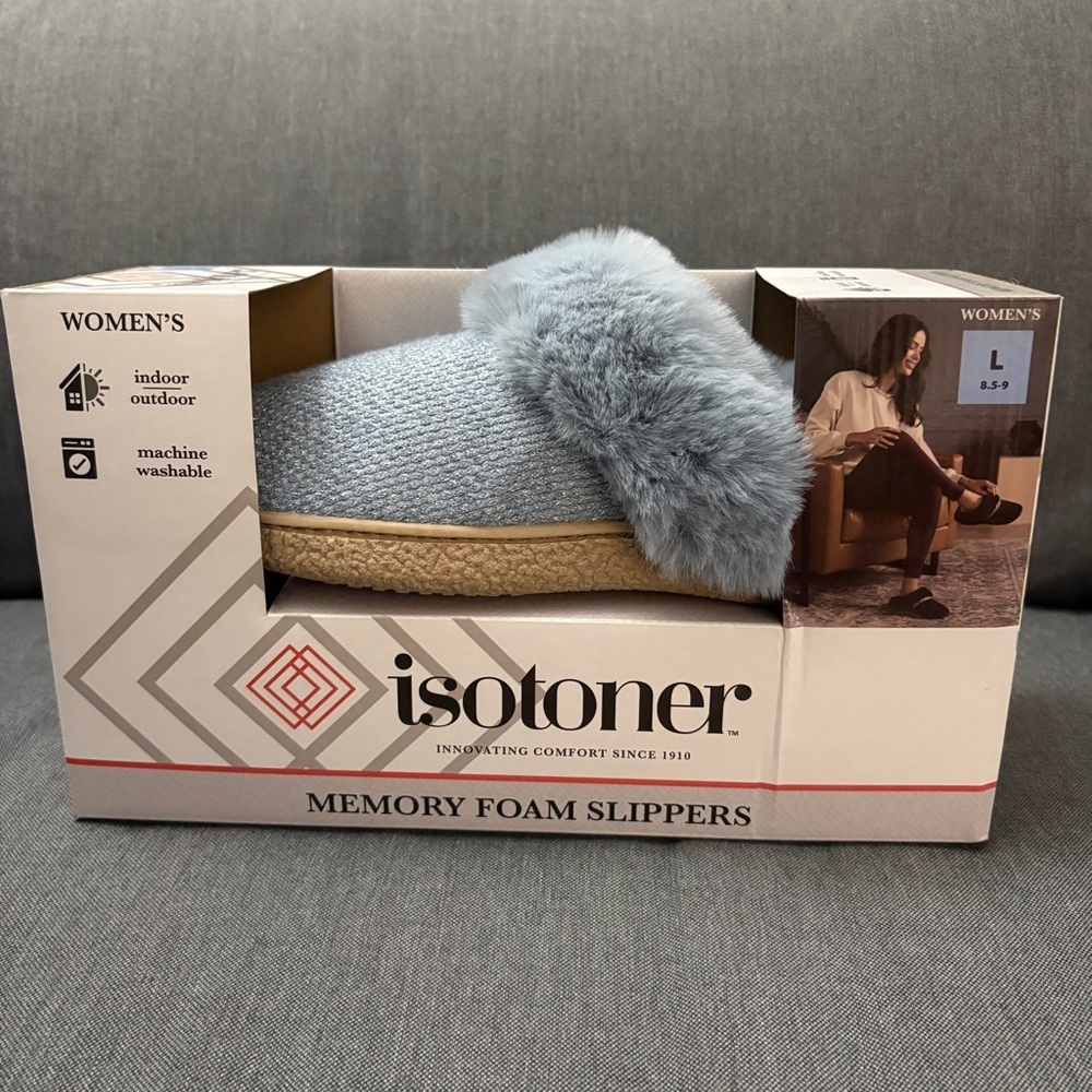 Isotoner Women's Blue Memory Foam Slippers